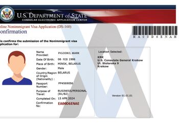 Запись на собеседование в консульство США (B1/B2)
